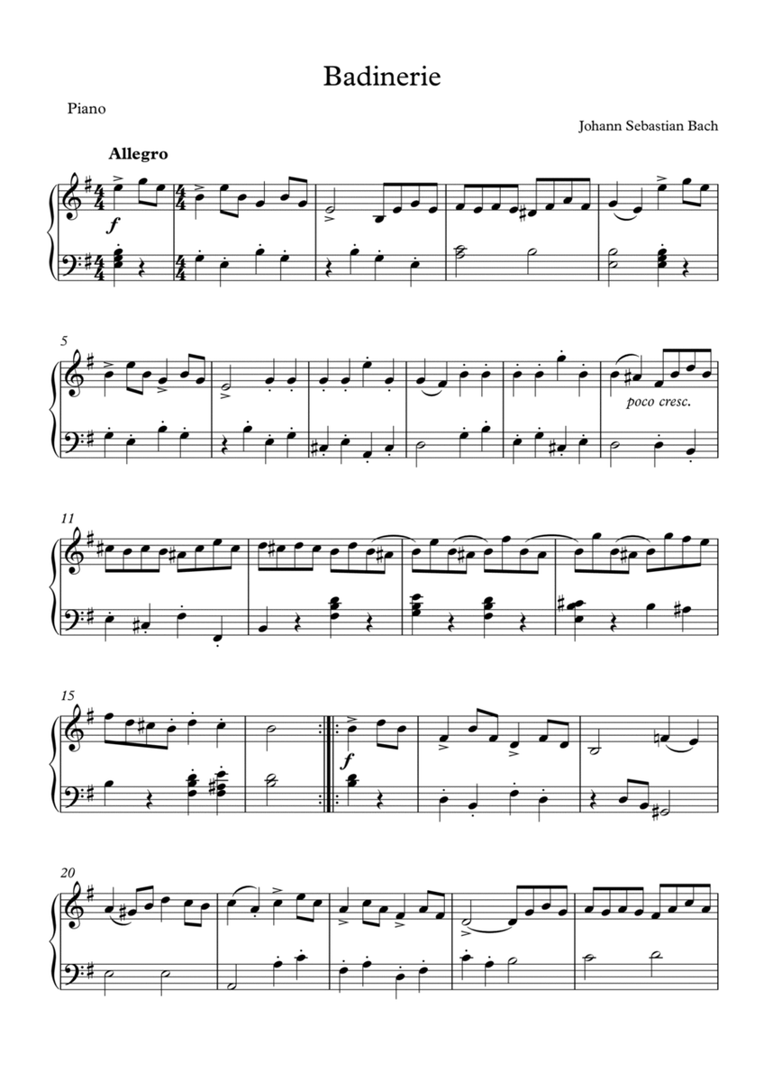 Badinerie - Johann Sebastian Bach (Piano Solo) image number null