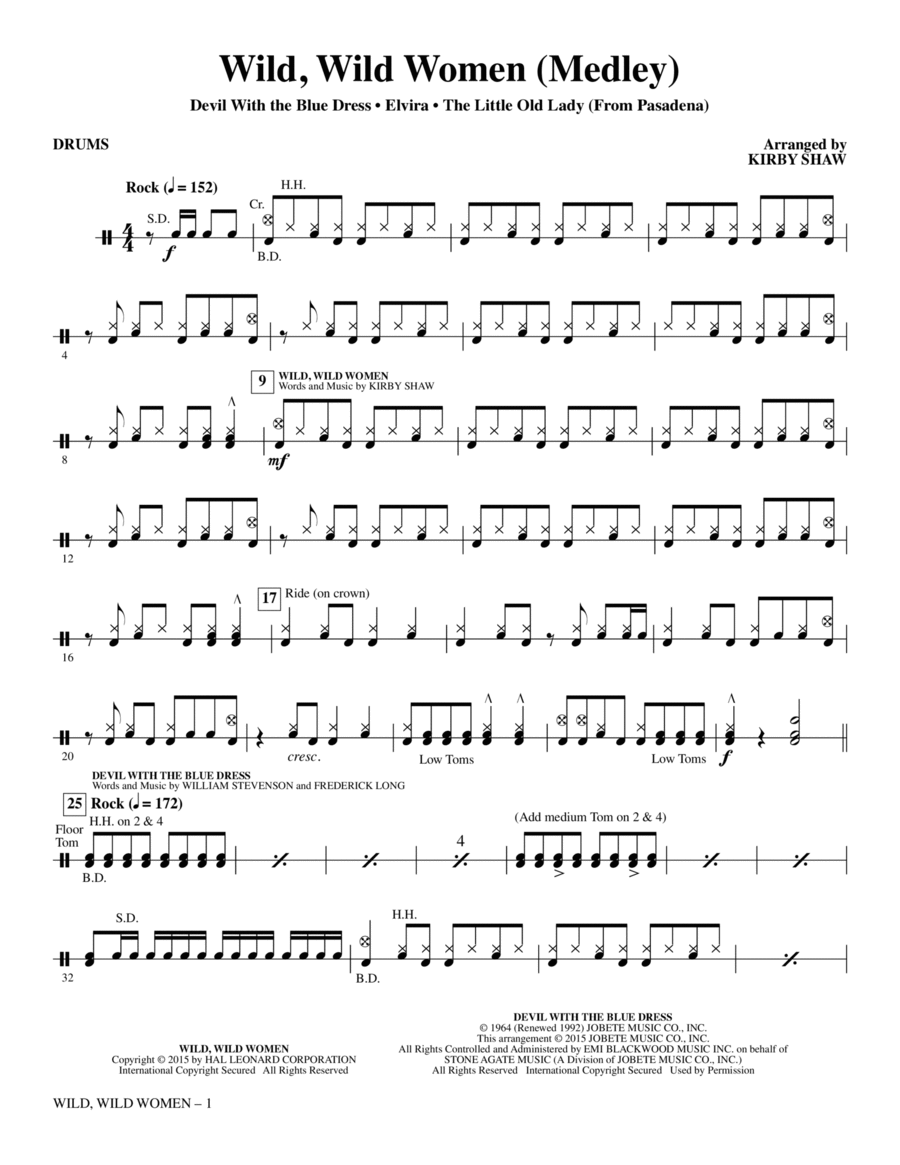 Wild, Wild Women - Drums Wild, Wild Women - Drums Choir scores gallery preview page 1