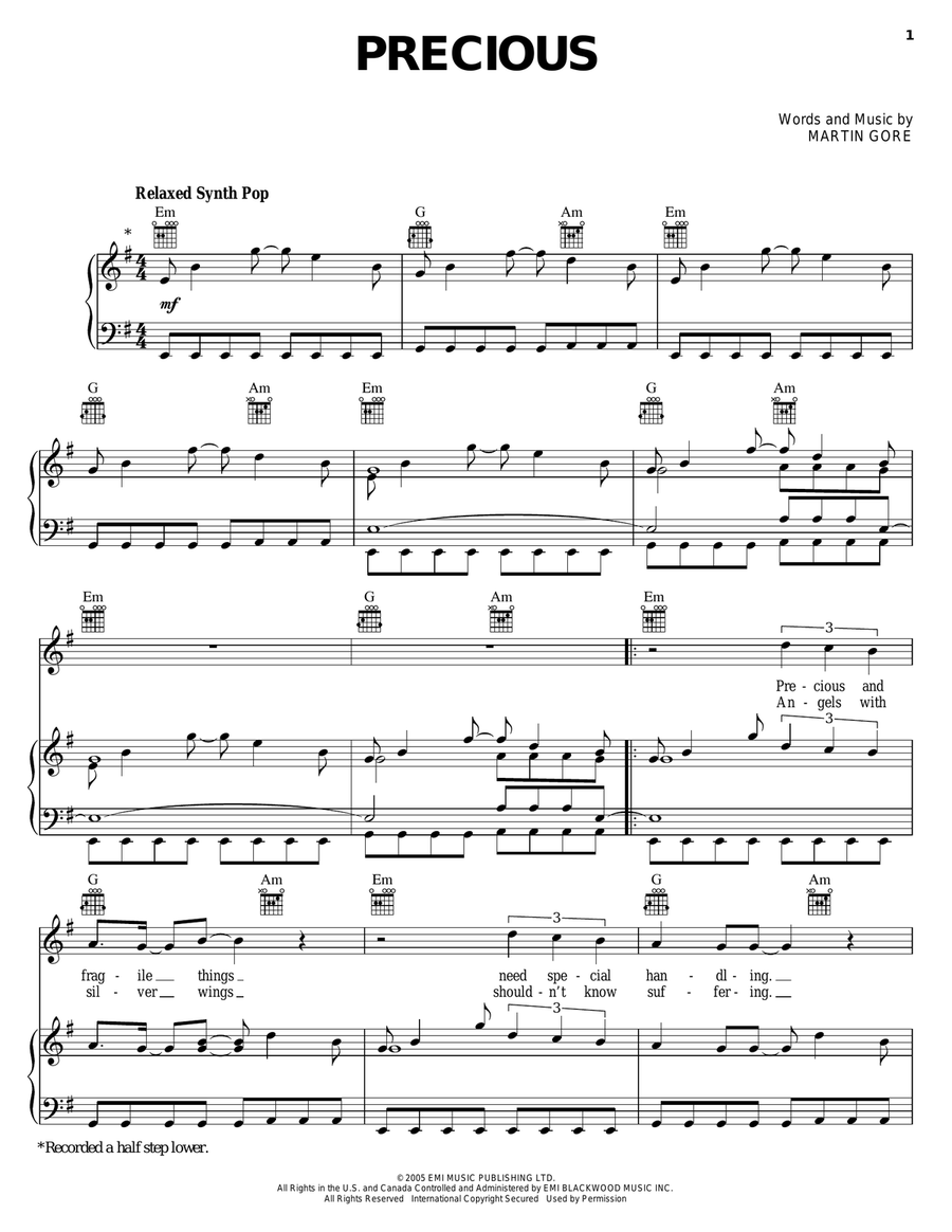 Precious Piano, Vocal, Guitar scores gallery preview page 1