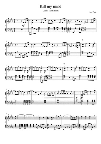 louis tomlinson piano sheet music