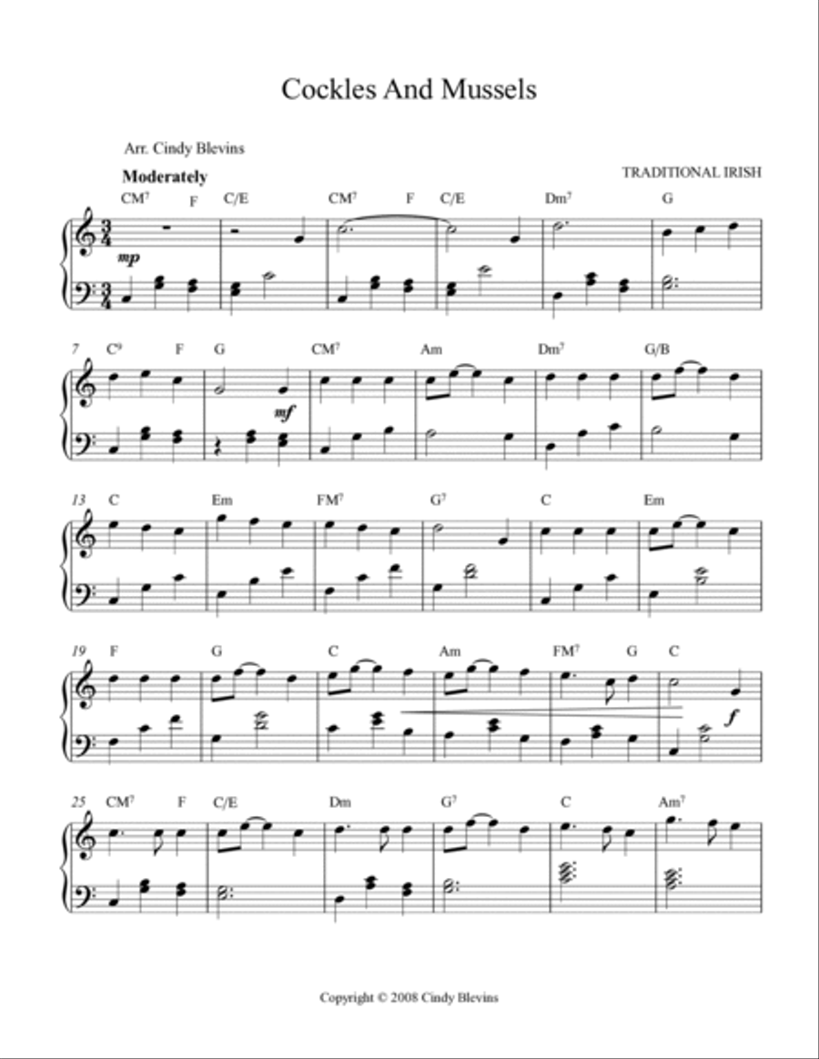 Cockles and Mussels, for Lap Harp Solo Lap Harp scores gallery preview page 2