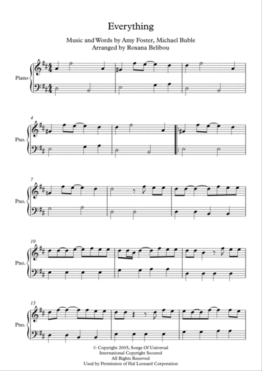 Everything Easy Piano scores gallery preview page 1