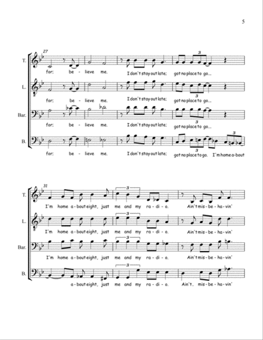Ain't Misbehavin' TTBB scores gallery preview page 5