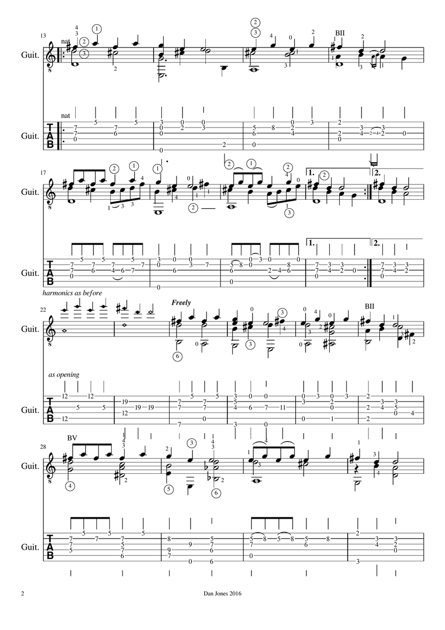 Heno Heno Hen Blant Bach for Solo Guitar Acoustic Guitar scores gallery preview page 3