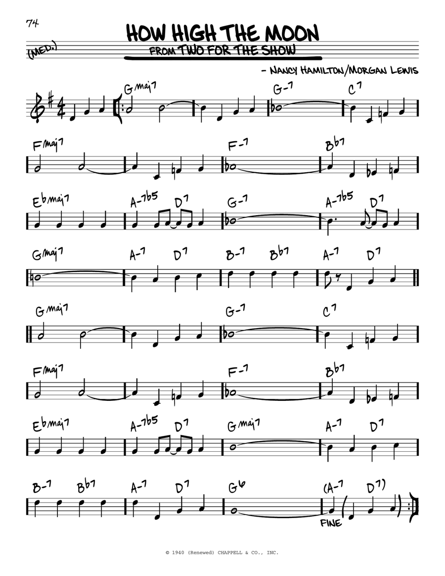 How High The Moon Piano scores gallery preview page 1