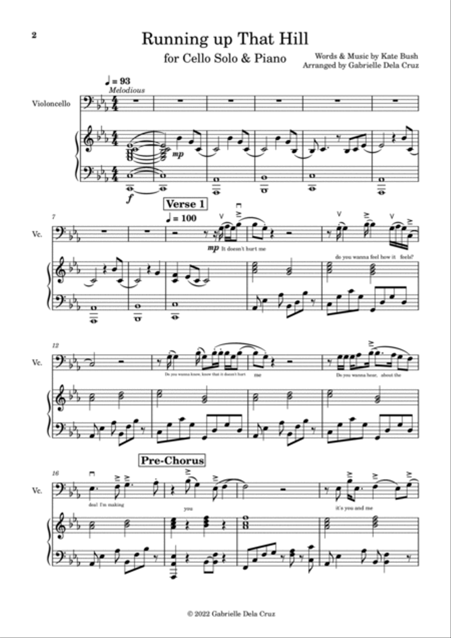 Running Up That Hill Piano scores gallery preview page 2