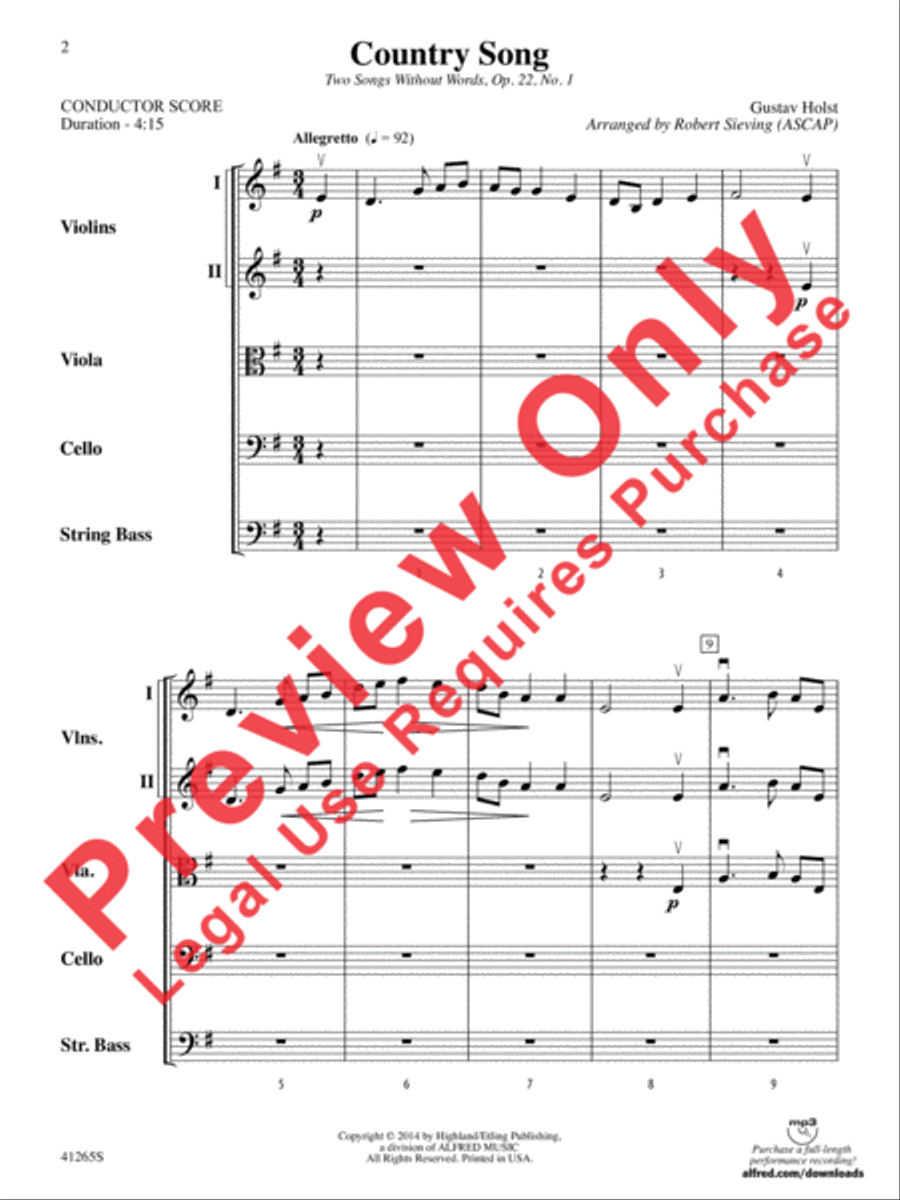 Country Song String Orchestra scores gallery preview page 3