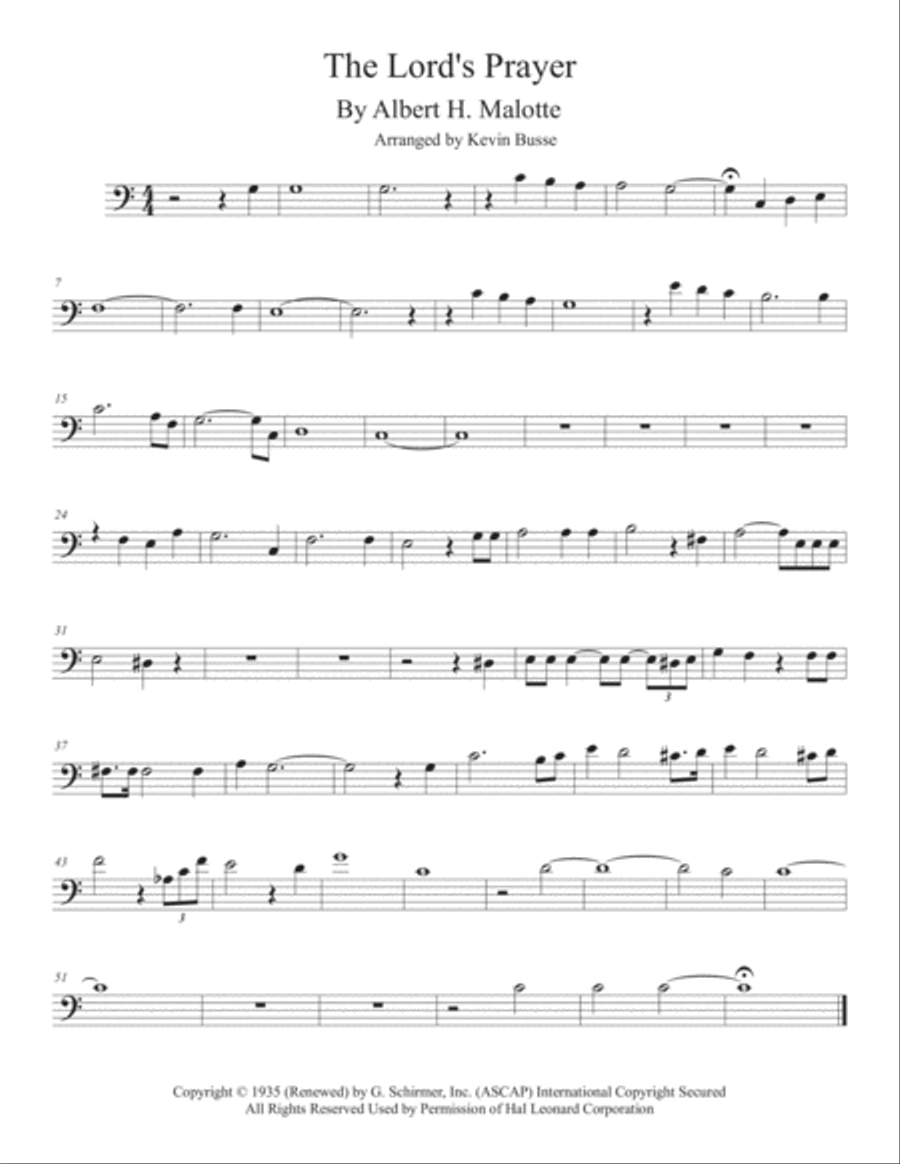 The Lord's Prayer Trombone Solo scores gallery preview page 1