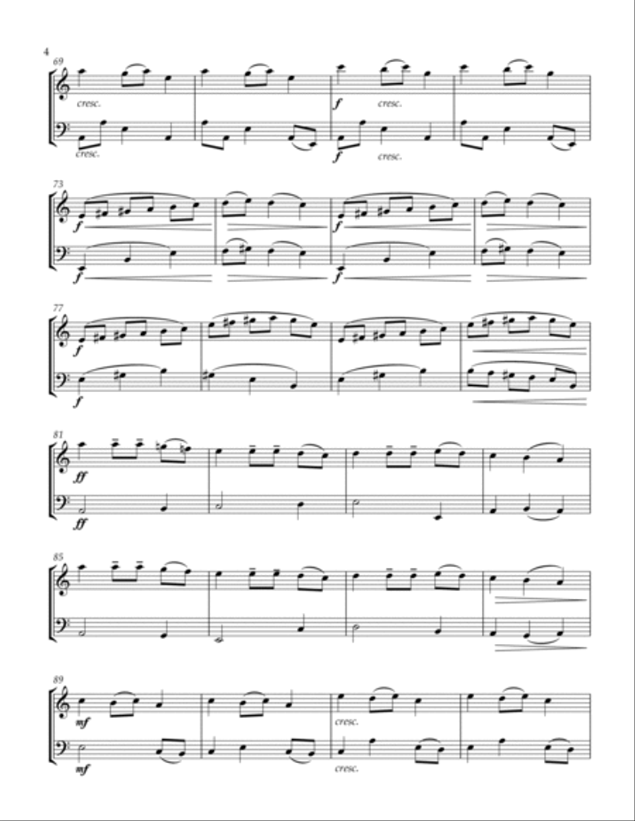 Carol of the Bells Violin and Cello String Duet scores gallery preview page 4