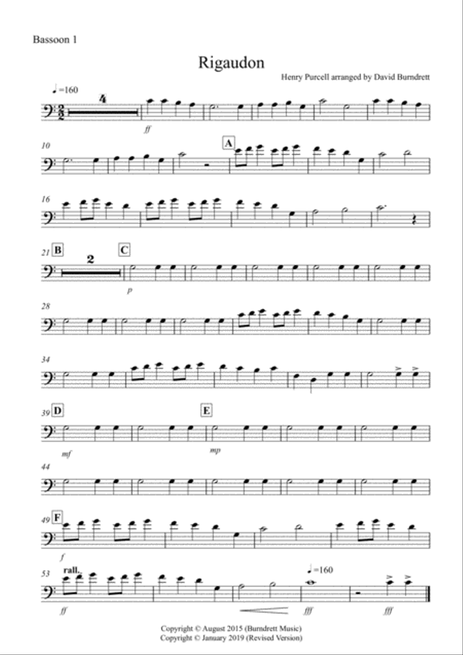Rigaudon by Purcell for Bassoon Quartet Bassoon Quartet scores gallery preview page 3