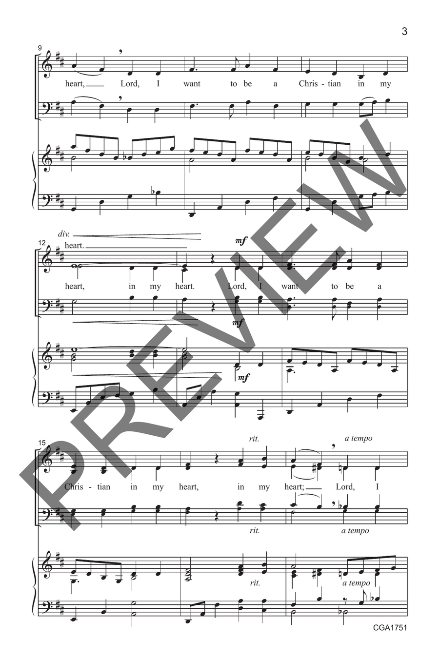 Lord, I Want to Be a Christian (with Kum Ba Yah) SAT(B) 4-Part scores gallery preview page 4