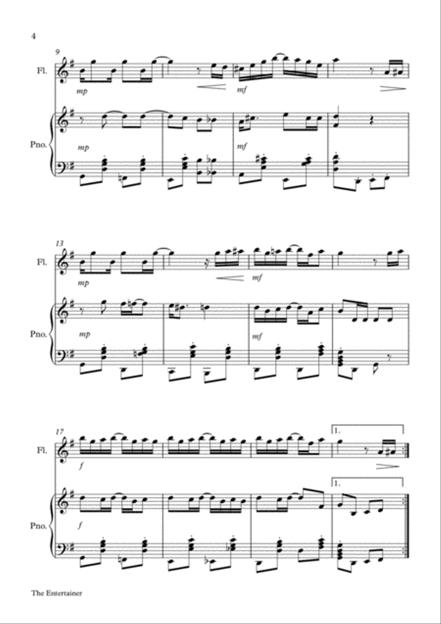 The Entertainer - for flute and piano duet Woodwind Duet scores gallery preview page 4