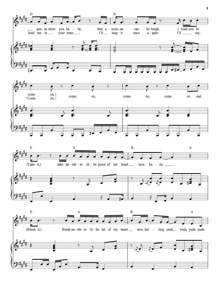 Piece Of My Heart Piano, Vocal scores gallery preview page 3