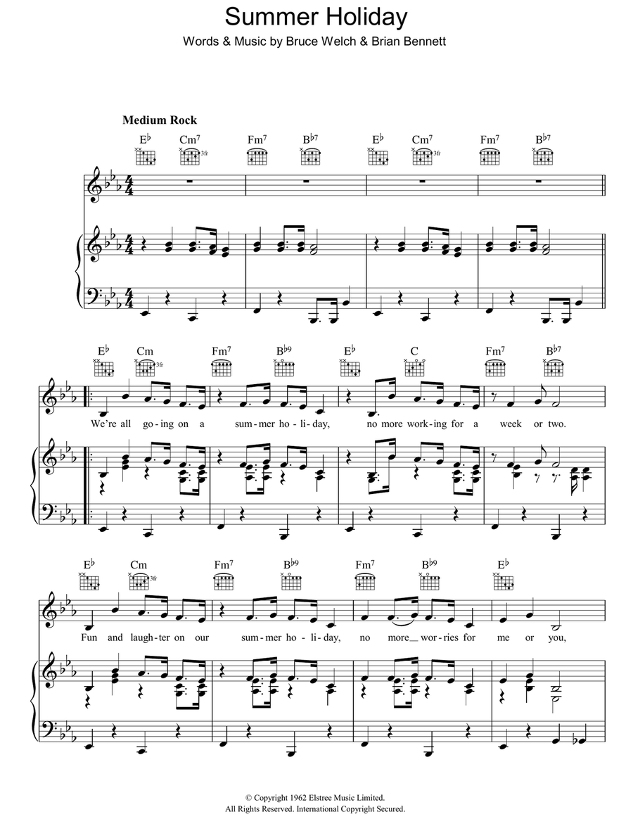 Summer Holiday Piano, Vocal, Guitar scores gallery preview page 1