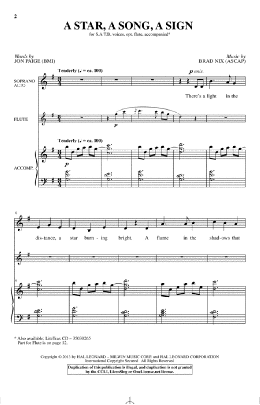 A Star, A Song, A Sign 4-Part scores gallery preview page 1
