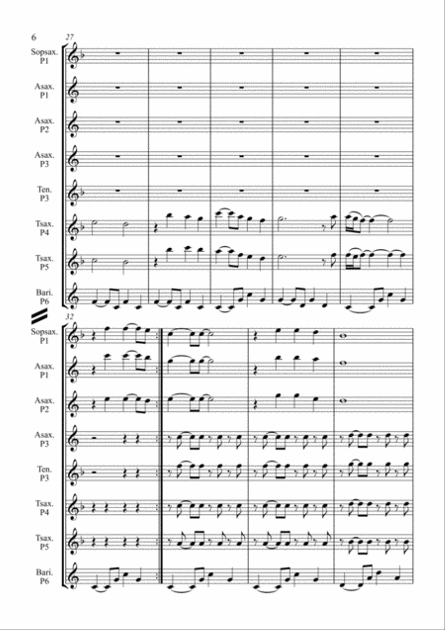 Oh Sole Mio for 5 or 6 Saxophones Saxophonquintet, Saxophonsextet Woodwind Quintet scores gallery preview page 6