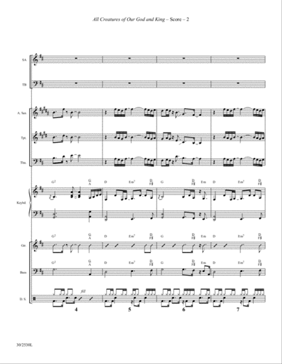 All Creatures of Our God and King - Instrumental Ensemble Score/Parts - Digital Alto Saxophone scores gallery preview page 2