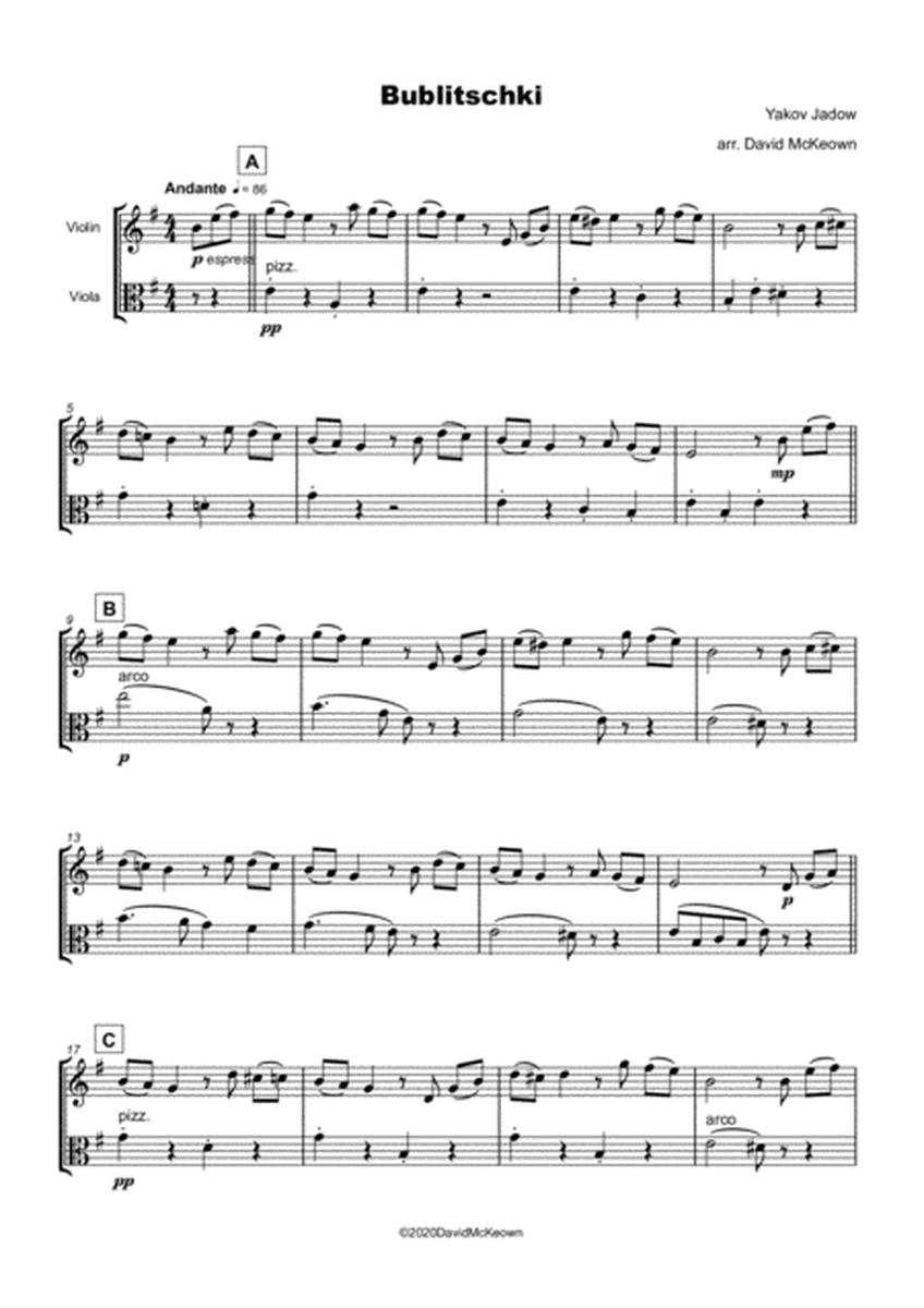 Bublitschki, Russian Klezmer song for Violin and Viola Duet