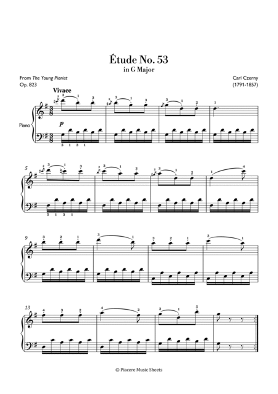 Free sheet music Op. 823, (Czerny, Carl) The Little Pianist
