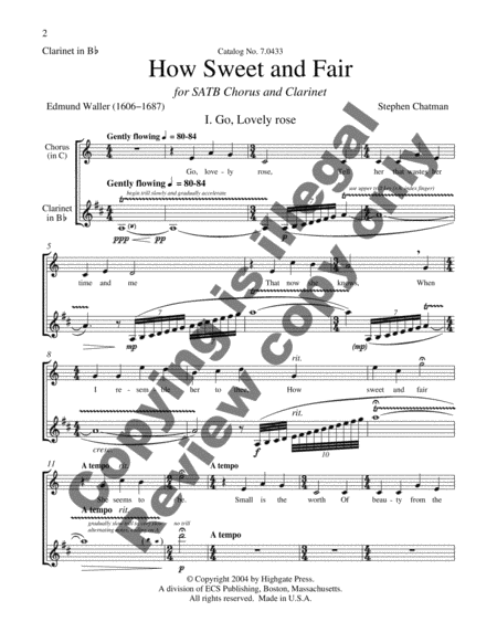 How Sweet and Fair (Clarinet part)
