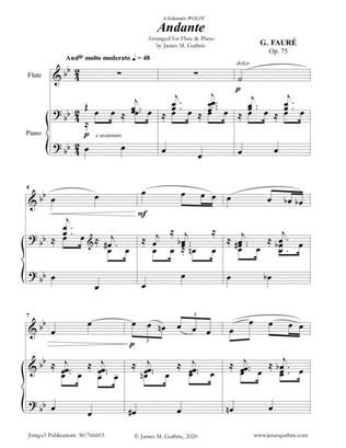 Fauré: Andante Op. 75 for Flute & Piano