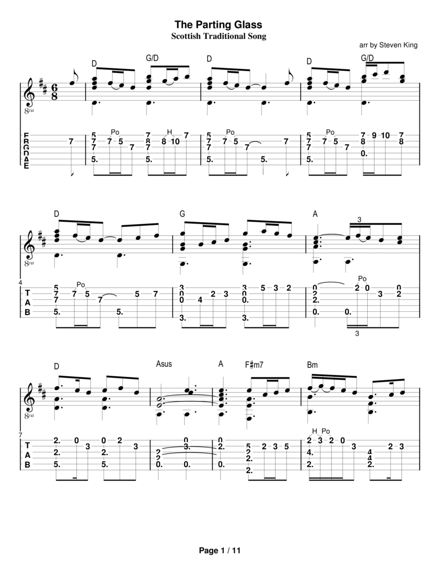 The Parting Glass Guitar Solo scores gallery preview page 1