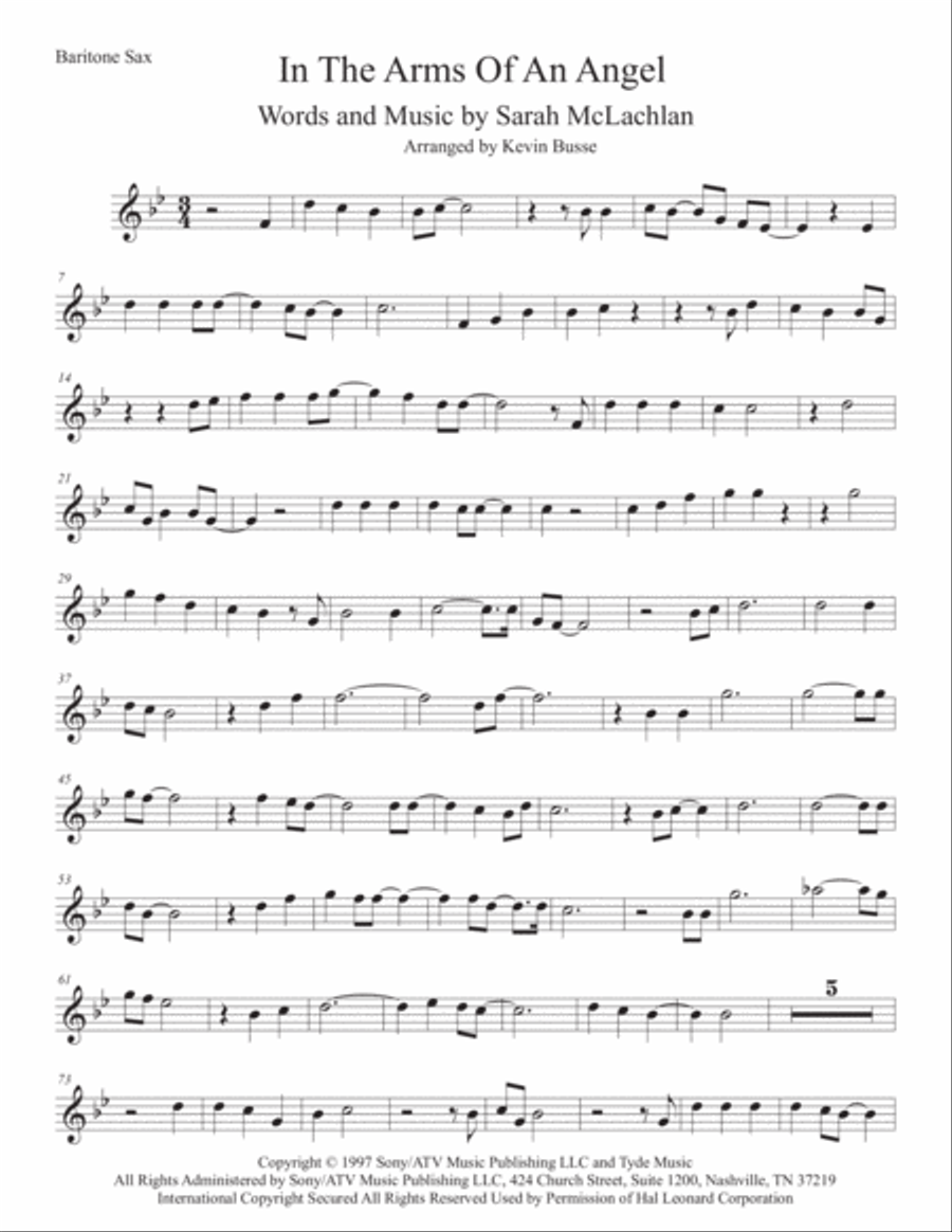 Angel Angel Baritone Saxophone scores gallery preview page 1