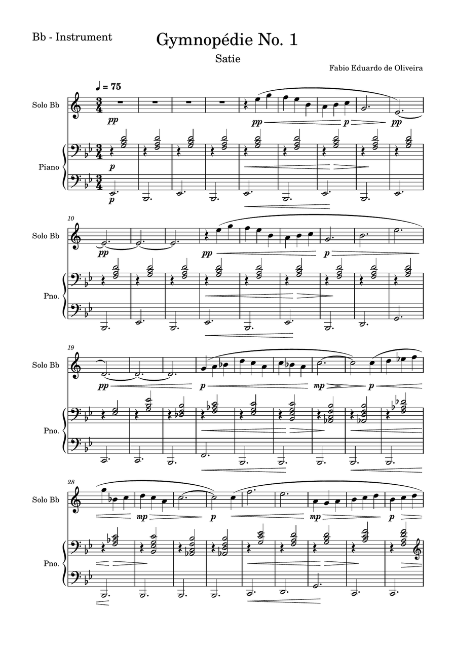Gymnopedie - 1 B-Flat Trumpet scores gallery preview page 1