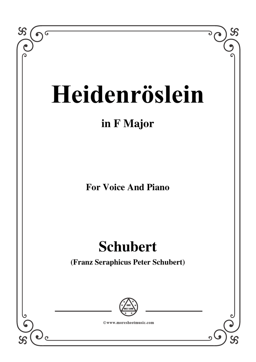 Schubert-Heidenröslein in F Major,for voice and piano Piano, Vocal scores gallery preview page 1
