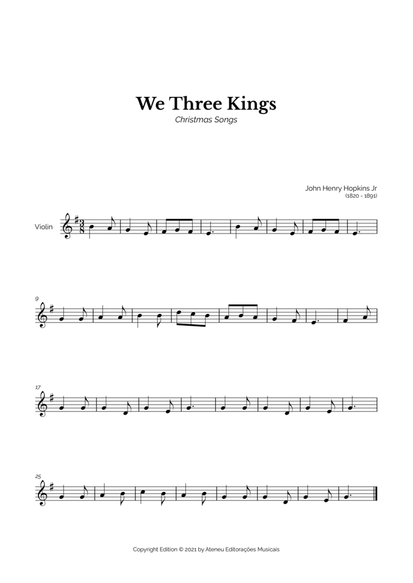 We Three Kings for Easy Violin Solo image number null