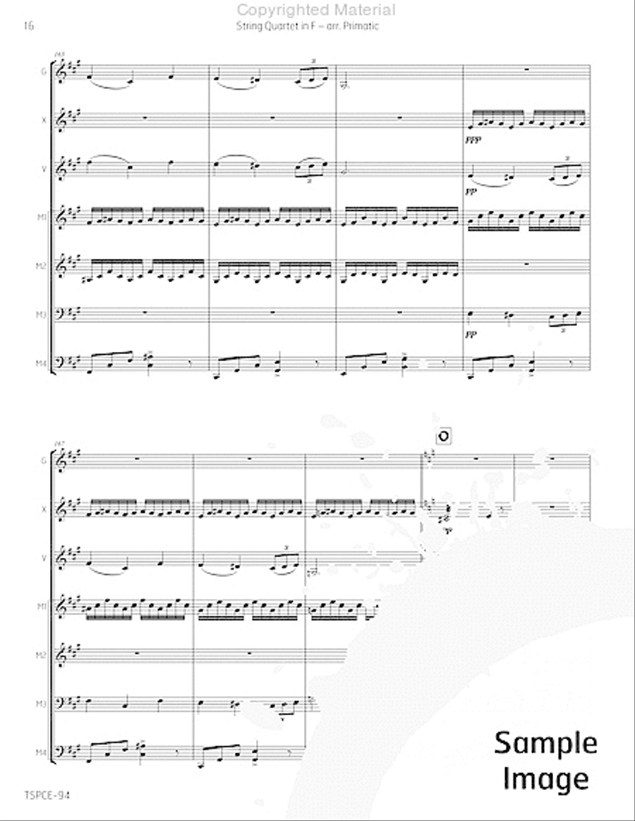 String Quartet in F Percussion Ensemble scores gallery preview page 19