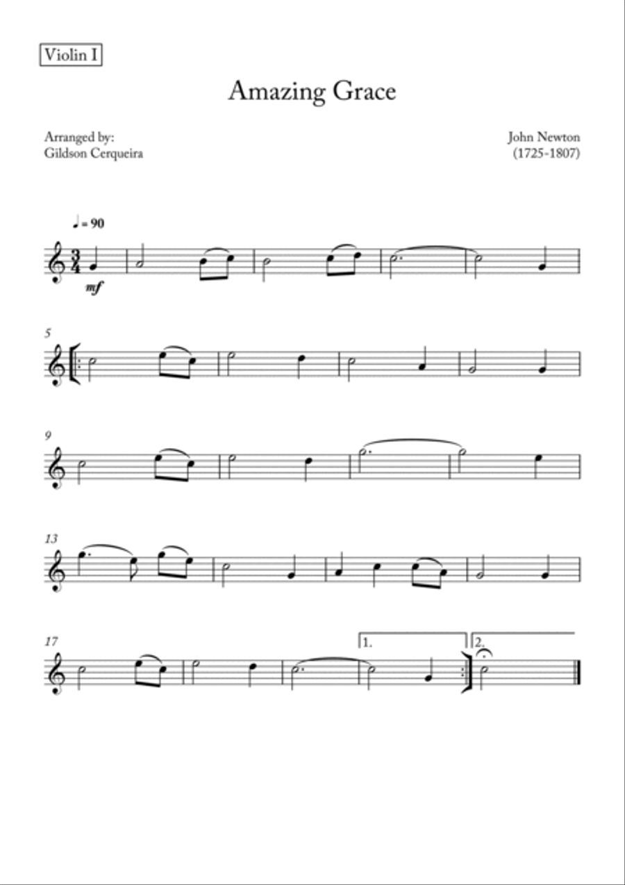 Amazing Grace String Quintet scores gallery preview page 4