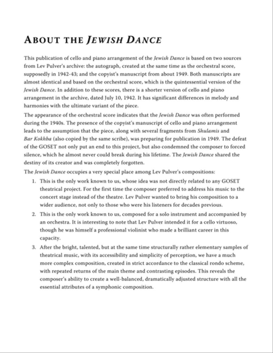 PULVER Lev: Jewish Dance for Viola Solo and Symphony Orchestra (Piano reduction + Viola Solo part) Piano scores gallery preview page 3