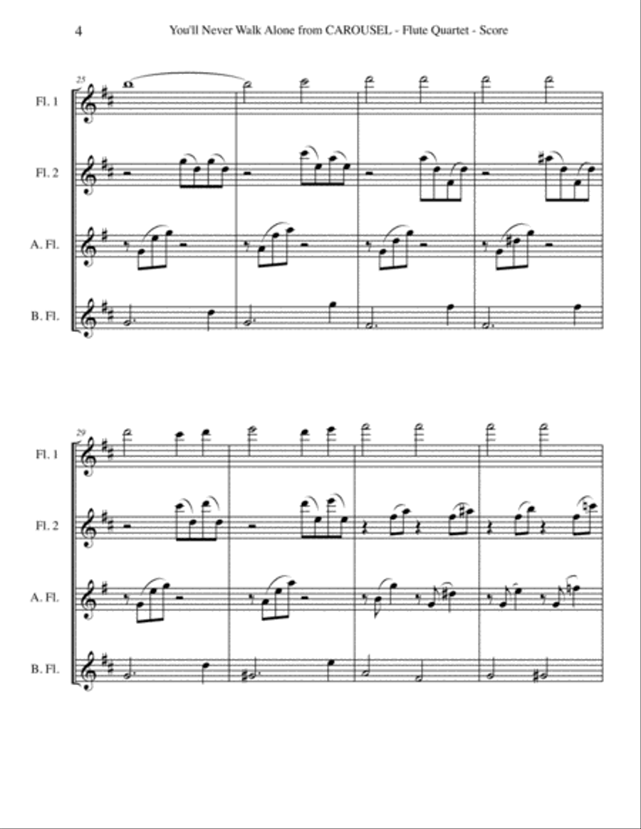 You'll Never Walk Alone You'll Never Walk Alone Woodwind Quartet scores gallery preview page 4