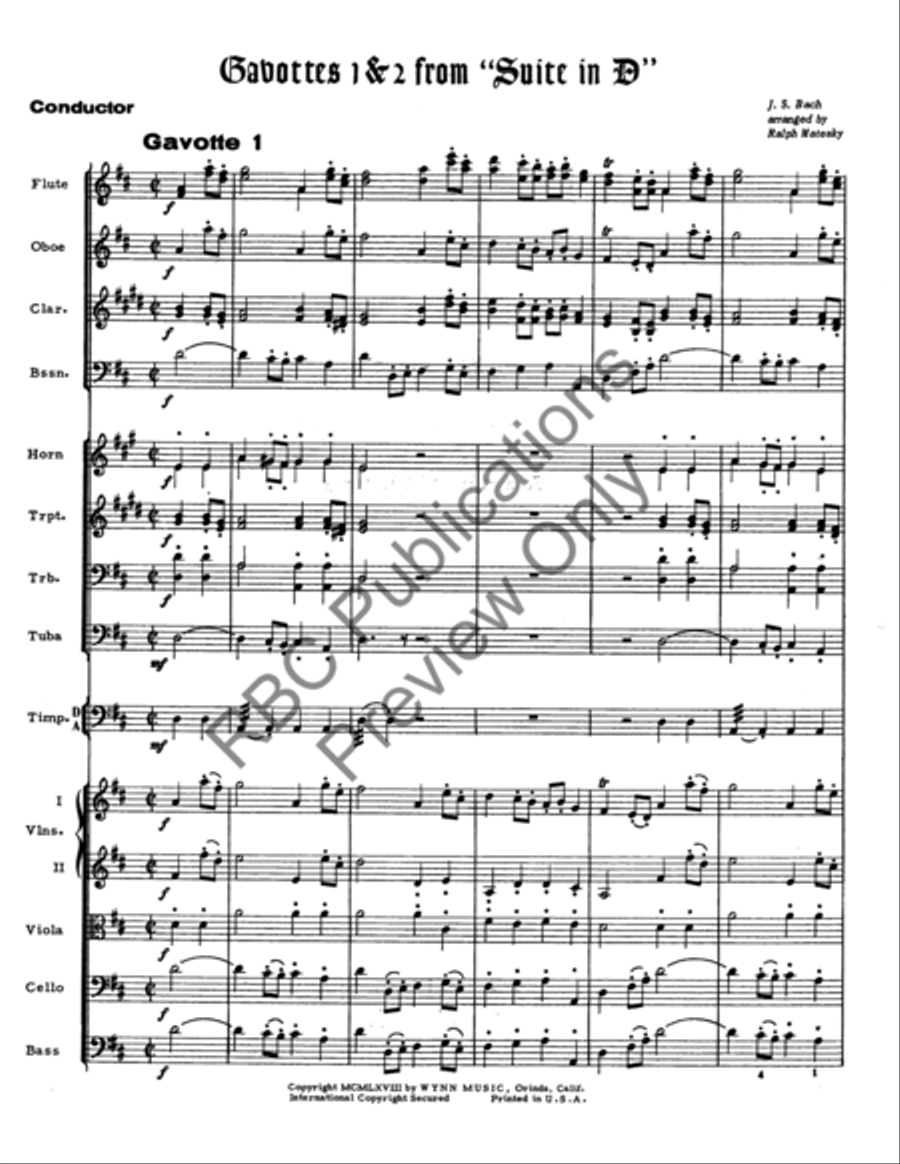 Gavotte One And Two Suite In D (Score) Full Orchestra scores gallery preview page 3