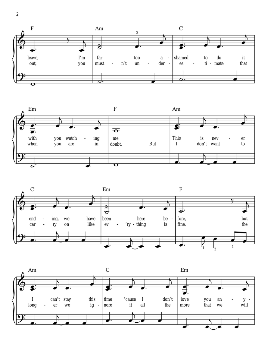 Love In The Dark Love In The Dark Easy Piano scores gallery preview page 2