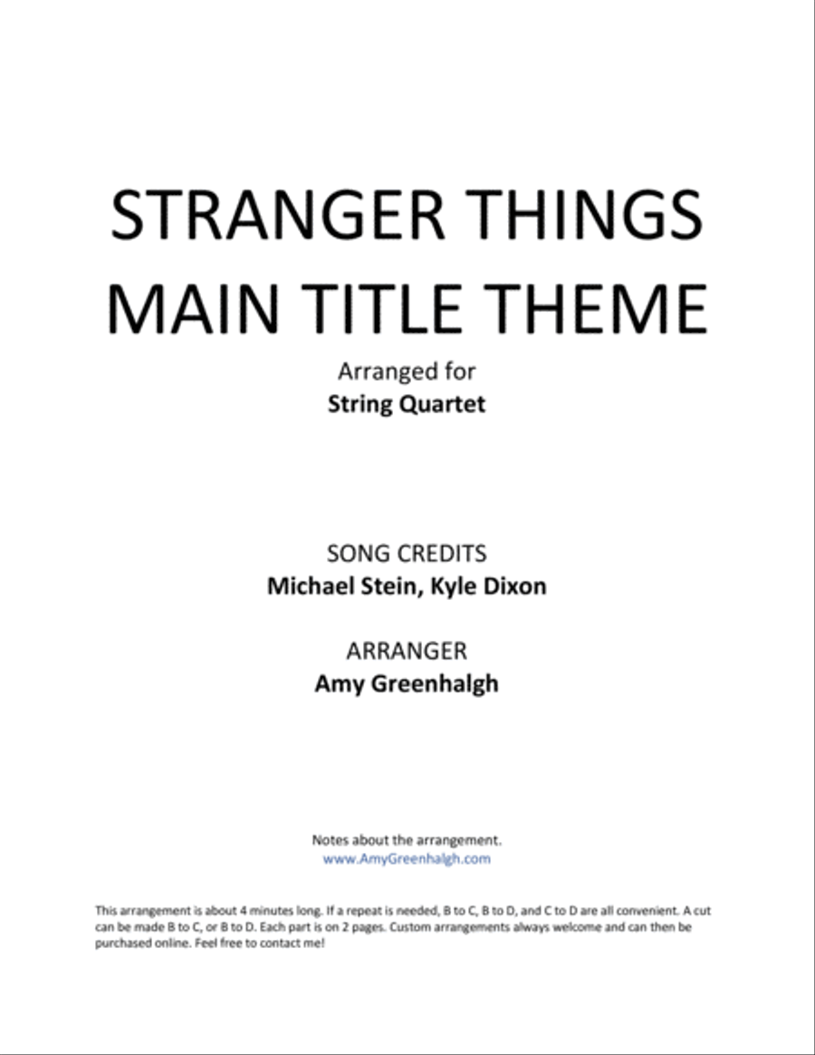 Stranger Things Main Title Theme String Quartet scores gallery preview page 2