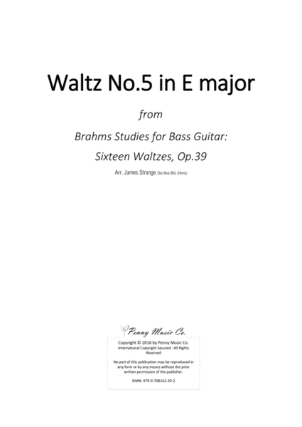 Brahms Waltz No.5 in E Major for Bass Guitar