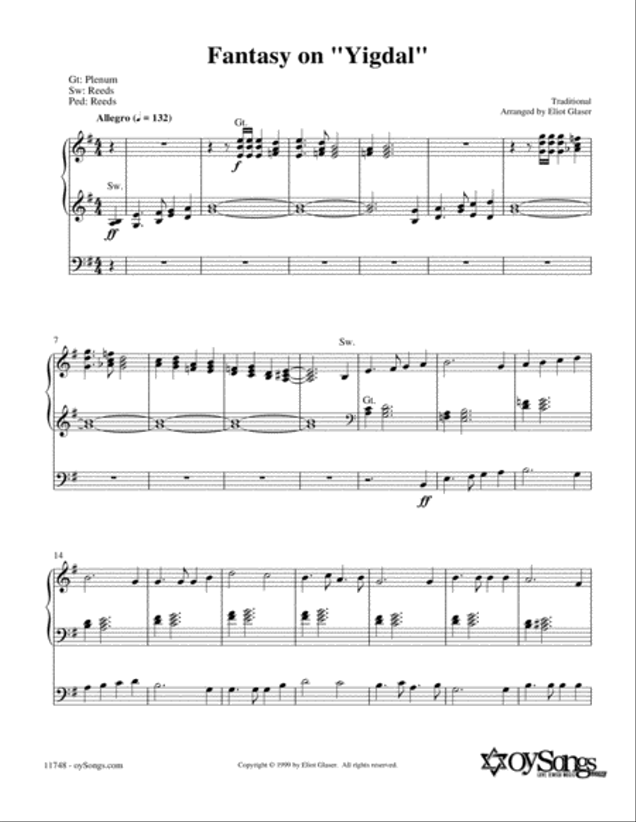 Fantasy On Yigdal Fantasy On Yigdal Organ Solo scores gallery preview page 1