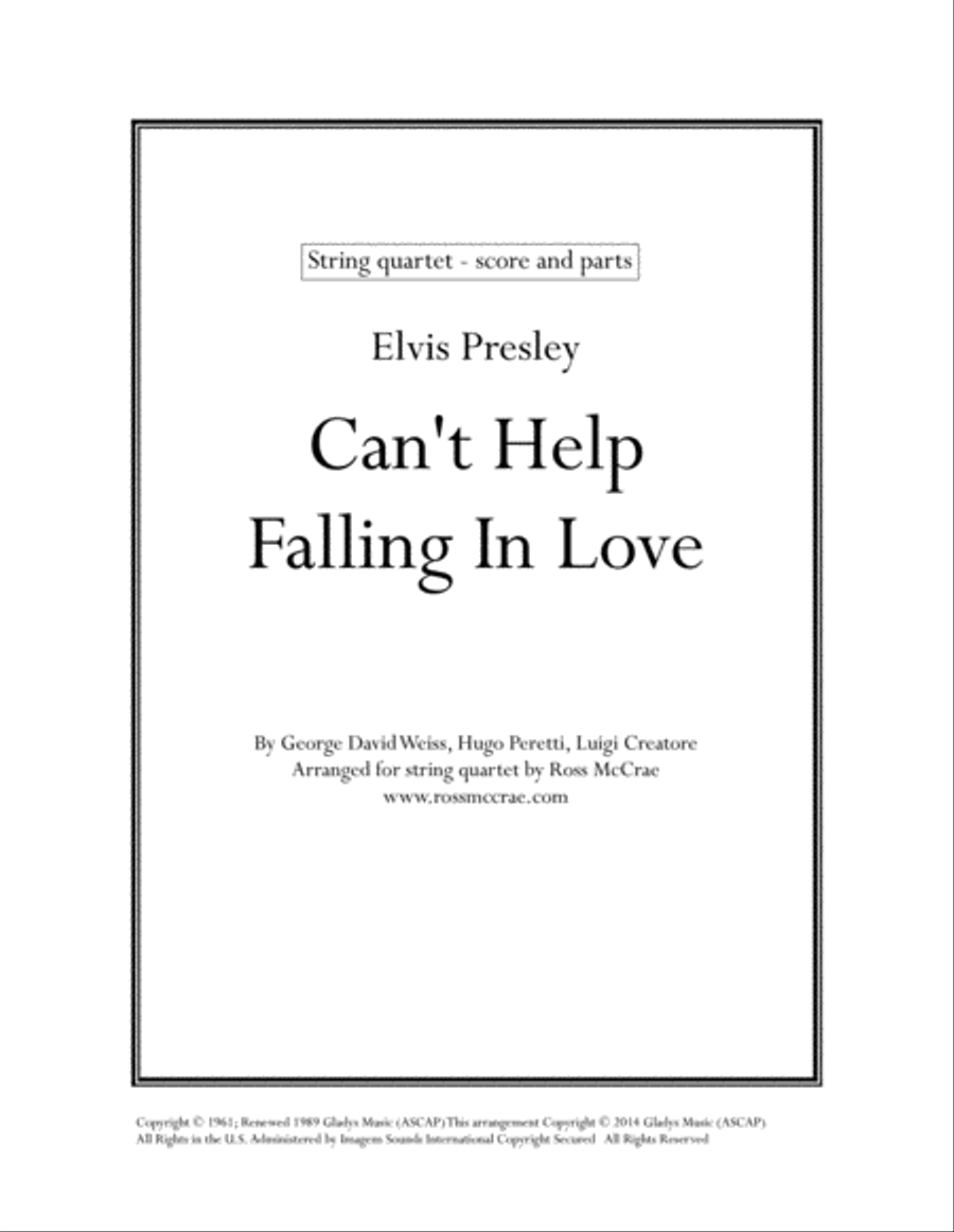 Can't Help Falling In Love String Quartet scores gallery preview page 1