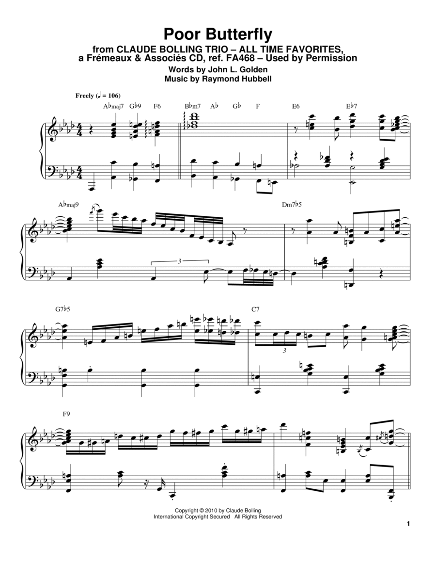 Poor Butterfly Poor Butterfly Piano scores gallery preview page 1