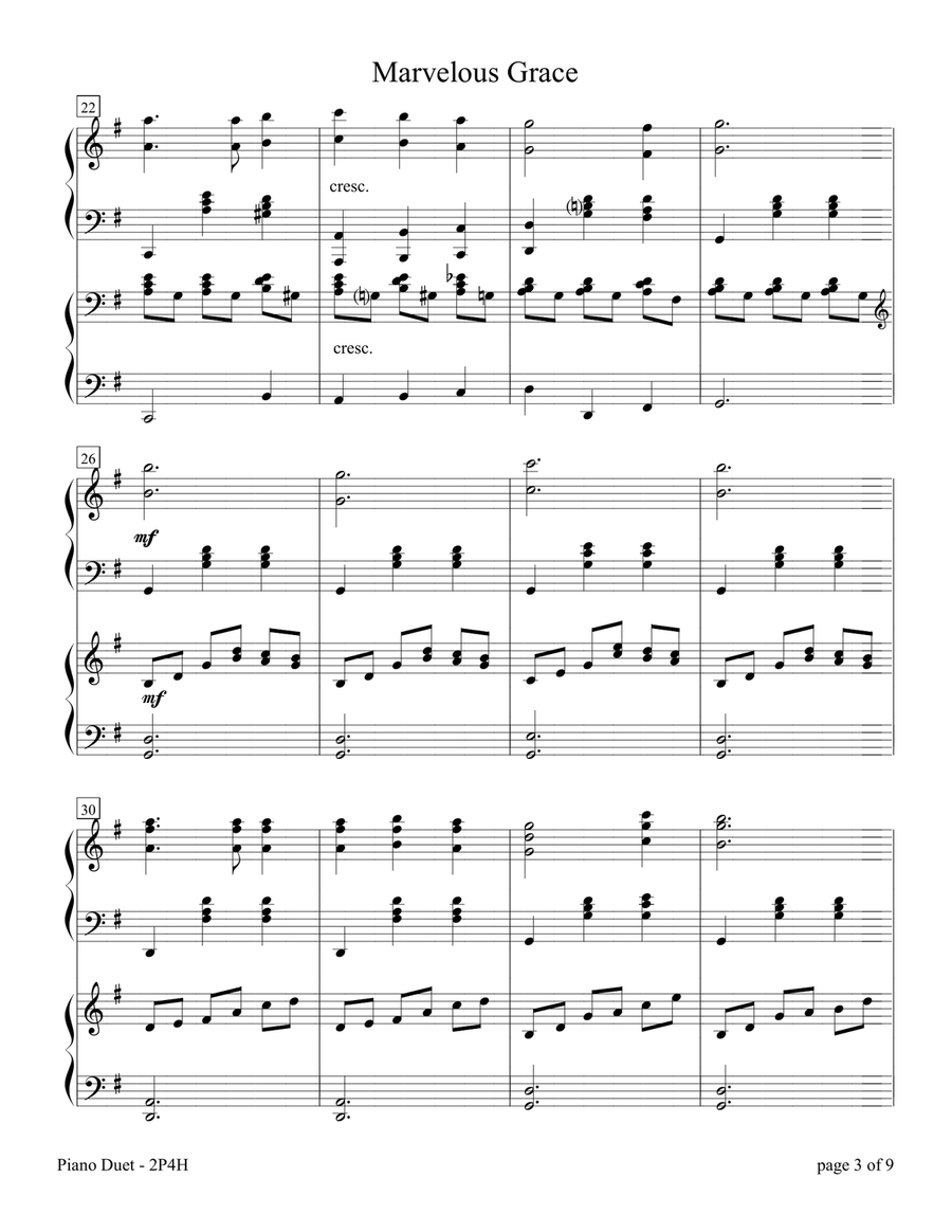 Marvelous Grace (2 Pianos, 4 Hands Duet) Piano Duet scores gallery preview page 5