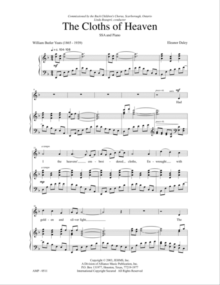 Cloths of Heaven SSA scores gallery preview page 4
