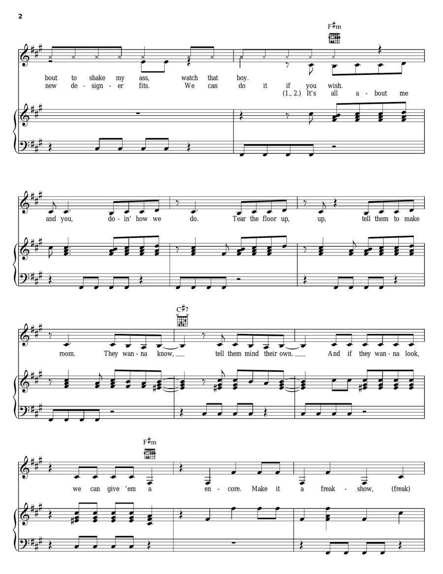 Freakshow Freakshow Piano, Vocal, Guitar scores gallery preview page 2