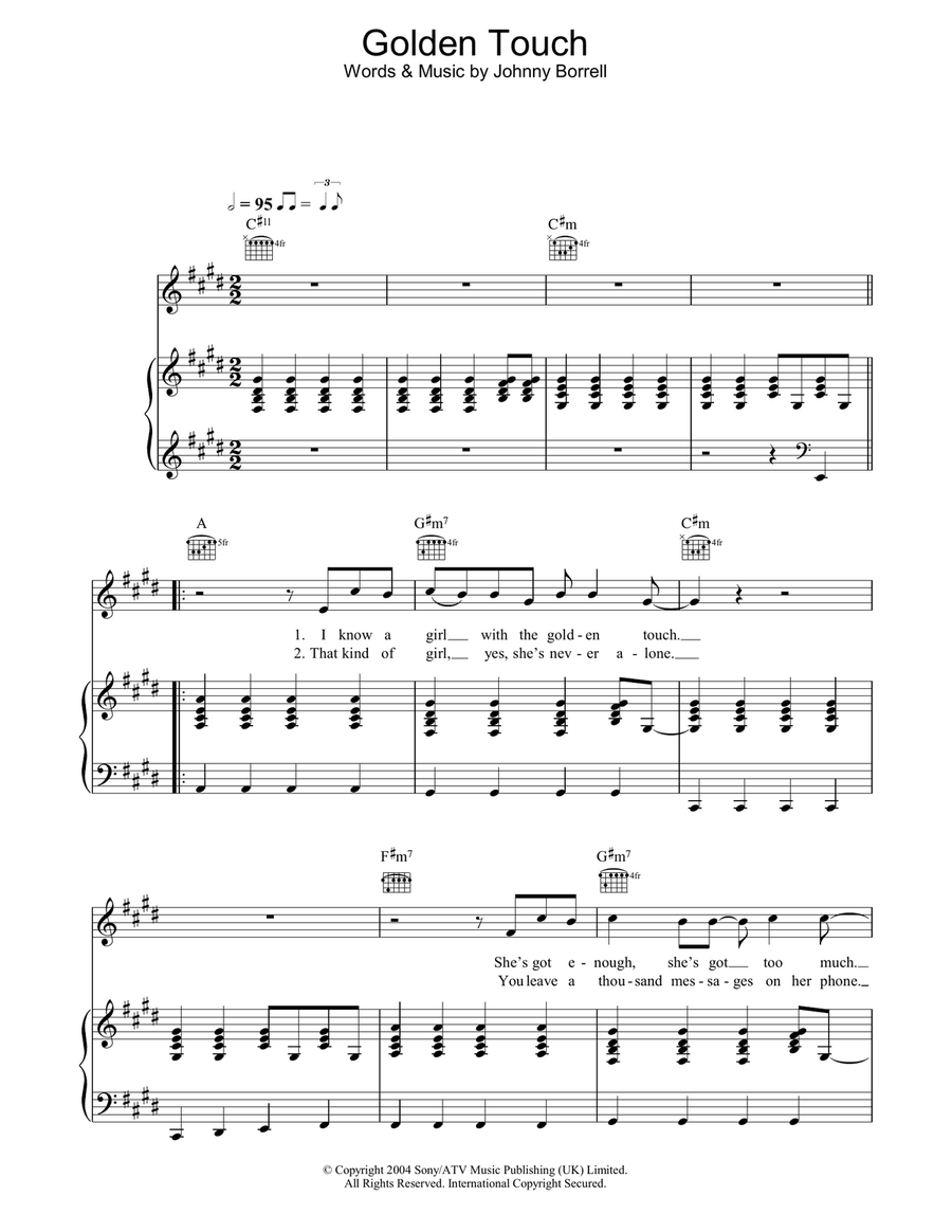 Golden Touch Golden Touch Piano, Vocal, Guitar scores gallery preview page 1