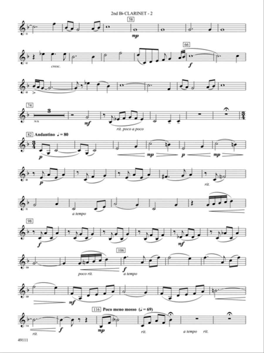 Gift of Hope: 2nd B-flat Clarinet Concert Band scores gallery preview page 2