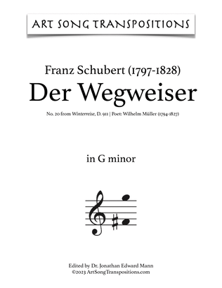 Book cover for SCHUBERT: Der Wegweiser, D. 911 no. 20 (transposed to G minor)