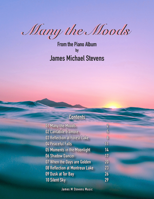 Book cover for Many the Moods Piano Book