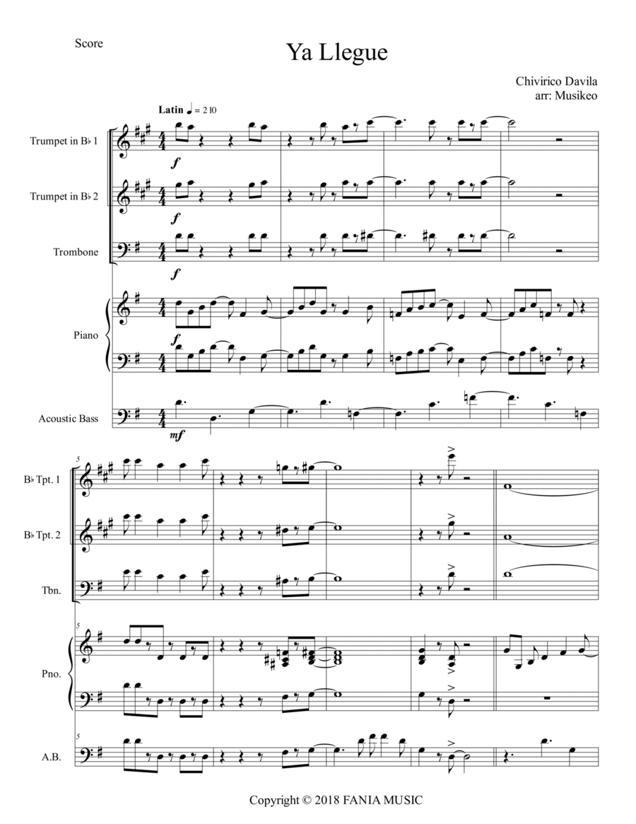 Ya Llegue Ya Llegue Small Ensemble scores gallery preview page 1