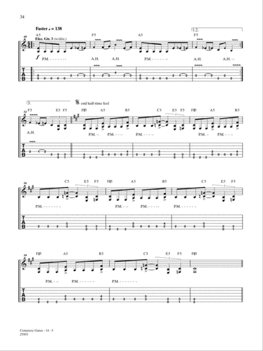 Cemetery Gates Guitar Tablature scores gallery preview page 5